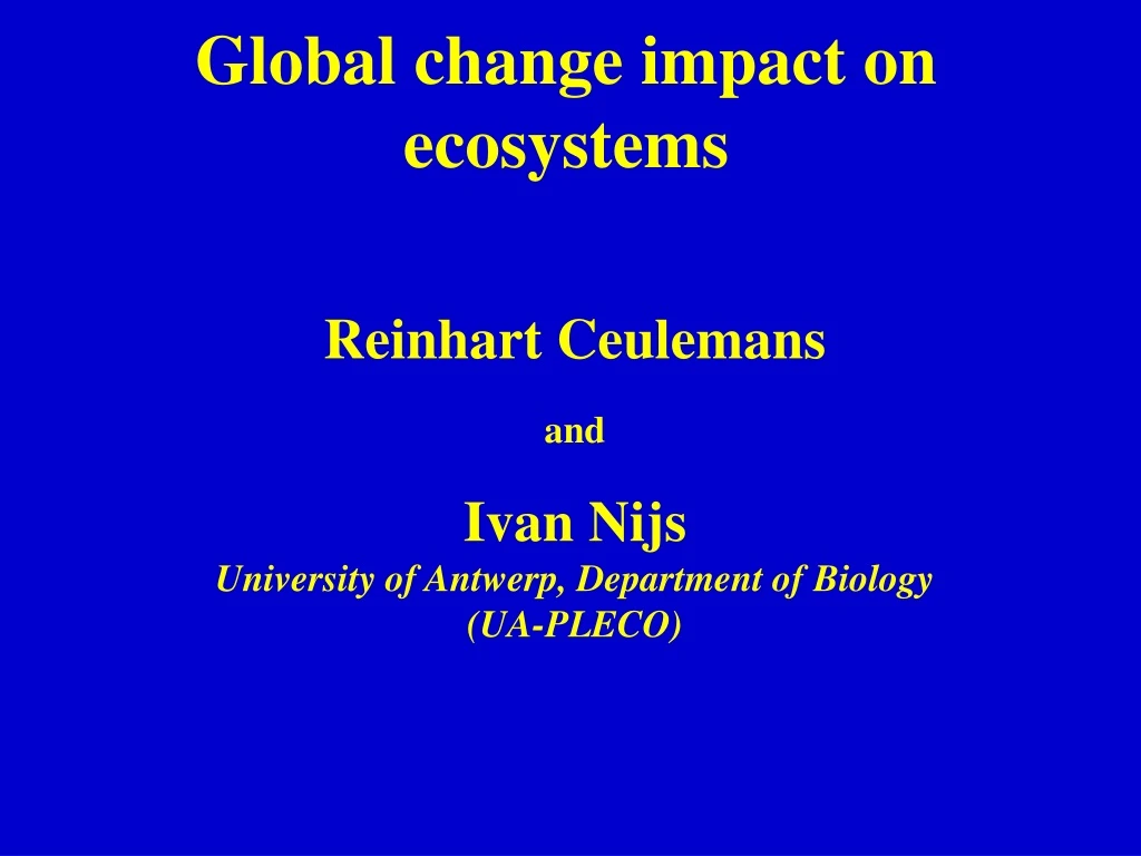 global change impact on ecosystems