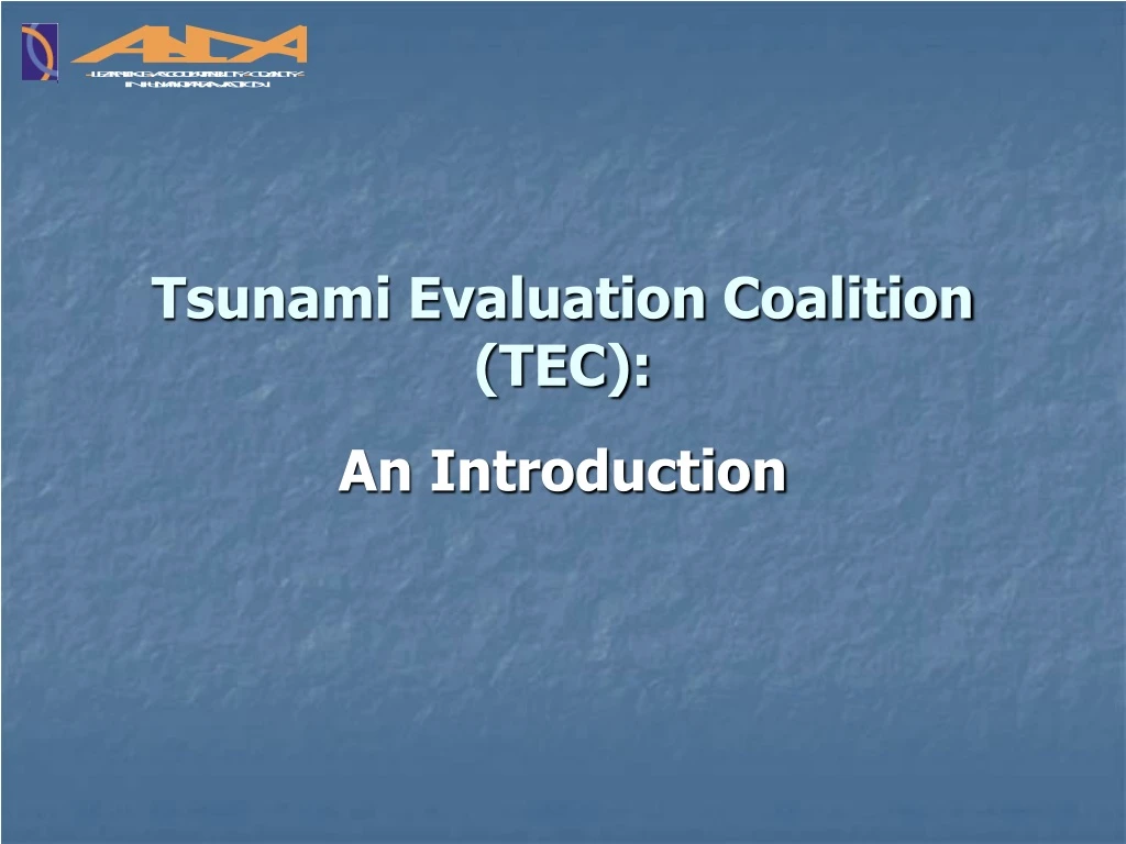 tsunami evaluation coalition tec an introduction