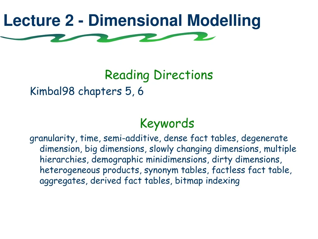 lecture 2 dimensional modelling