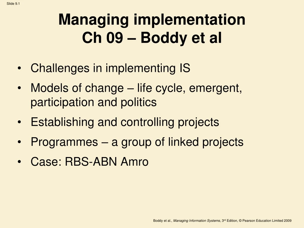 managing implementation ch 09 boddy et al