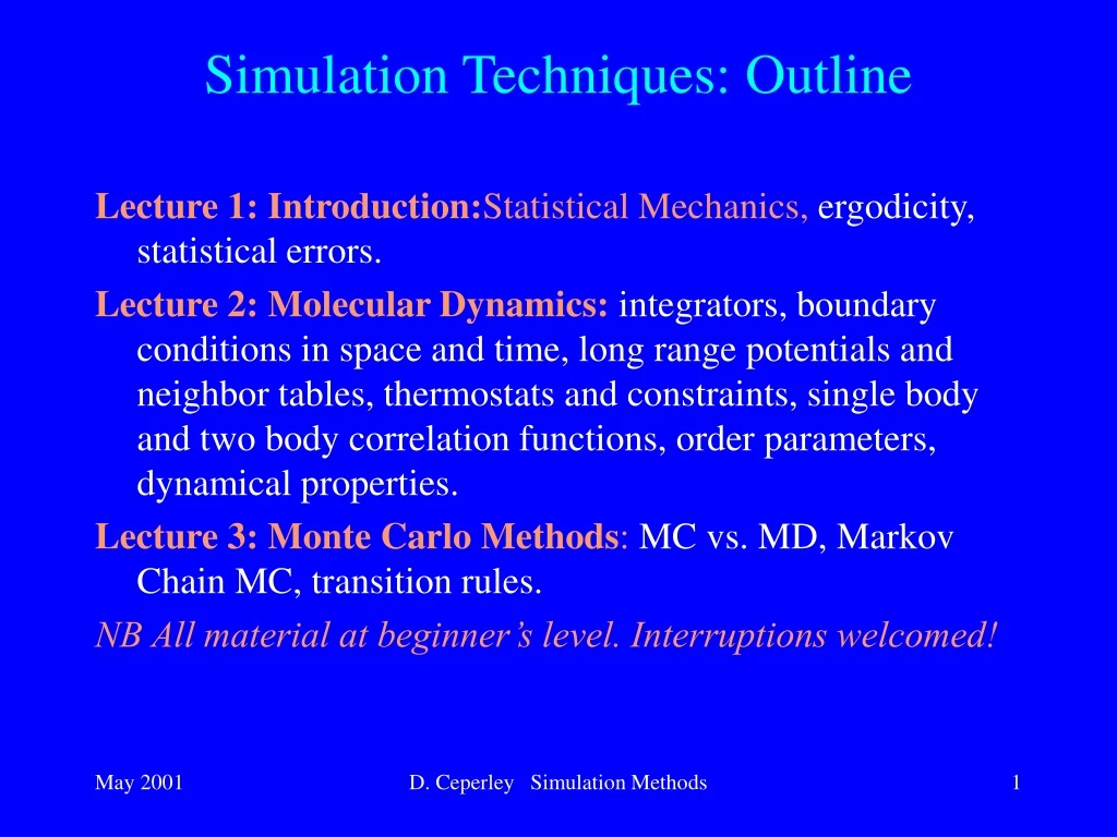 simulation techniques outline