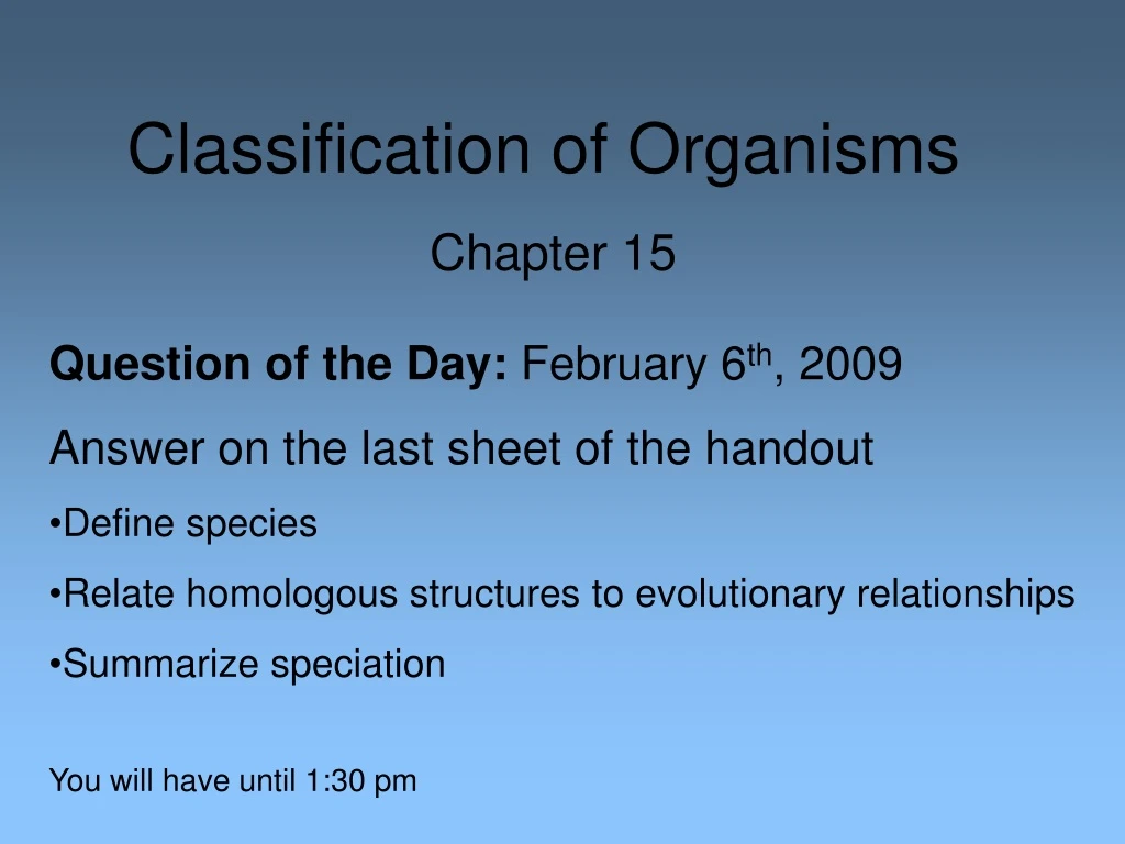 classification of organisms