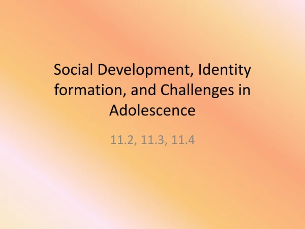 Social Development, Identity formation, and Challenges in Adolescence