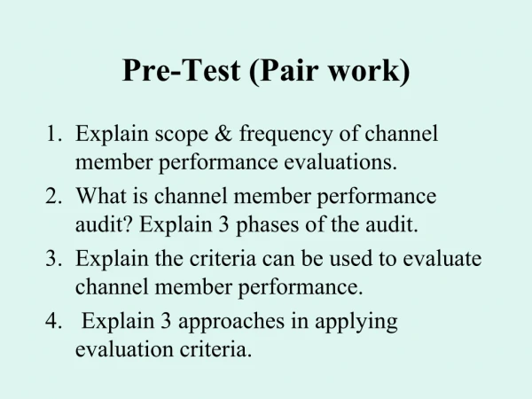 Pre-Test (Pair work)