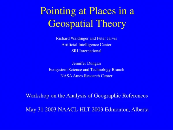 Pointing at Places in a Geospatial Theory