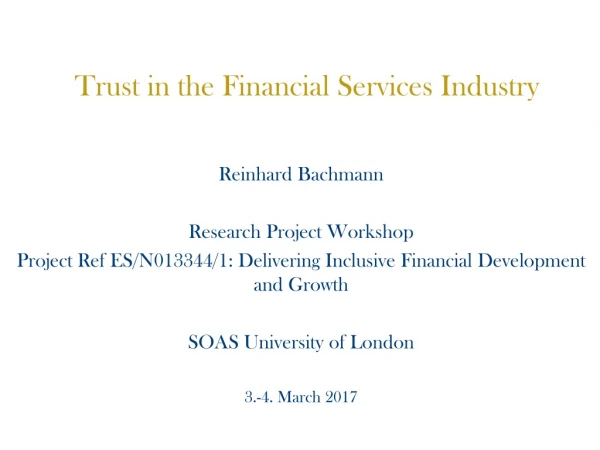 Trust in the Financial Services Industry