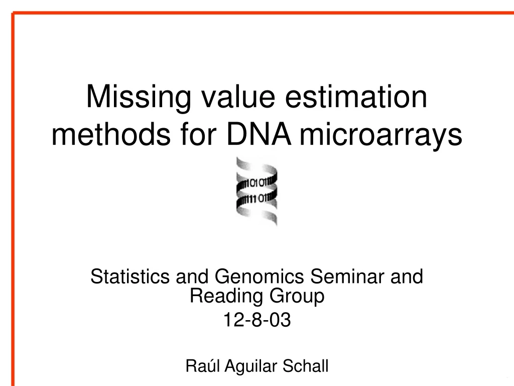 missing value estimation methods for dna microarrays