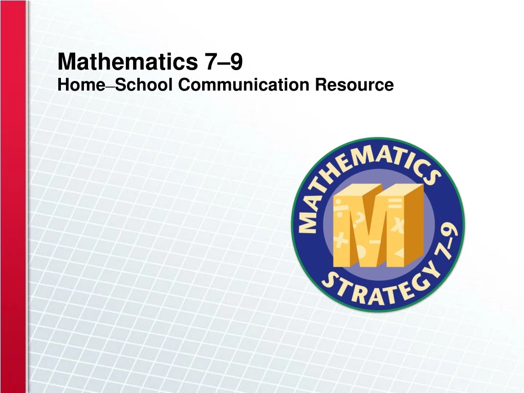 mathematics 7 9 home school communication resource