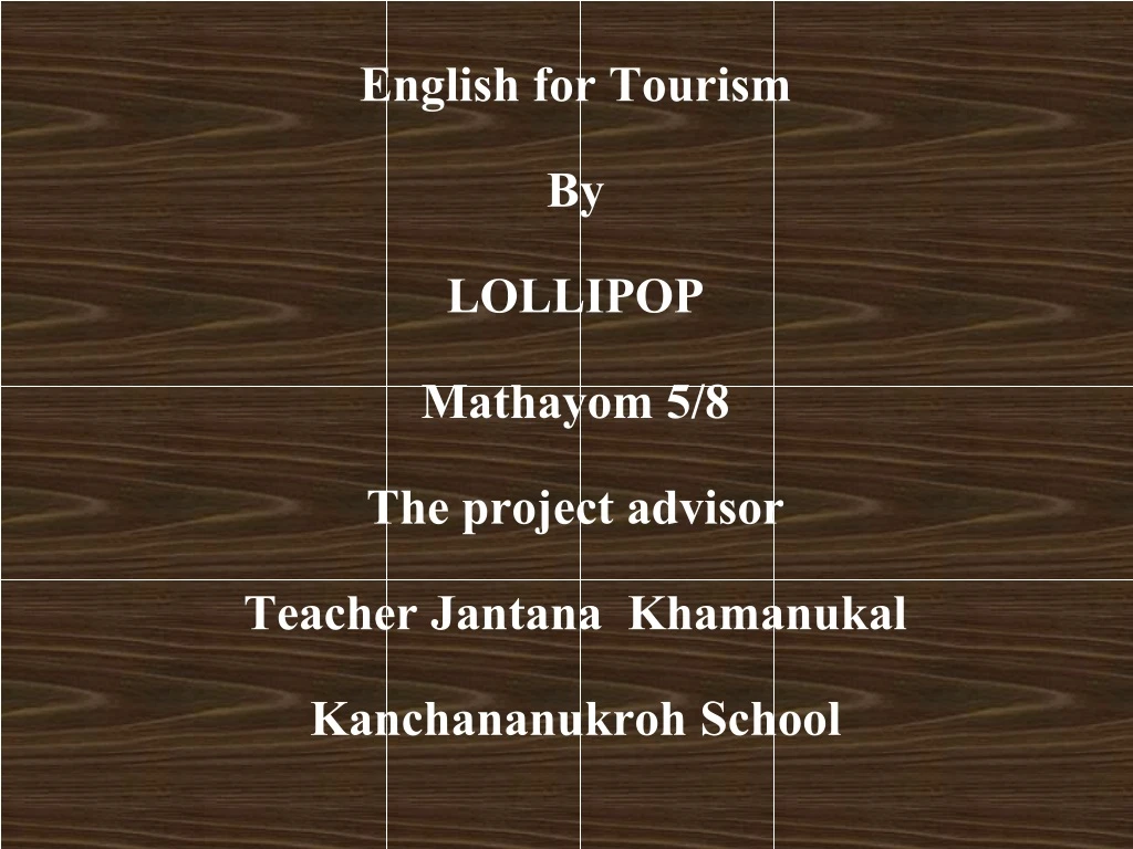 english for tourism by lollipop mathayom