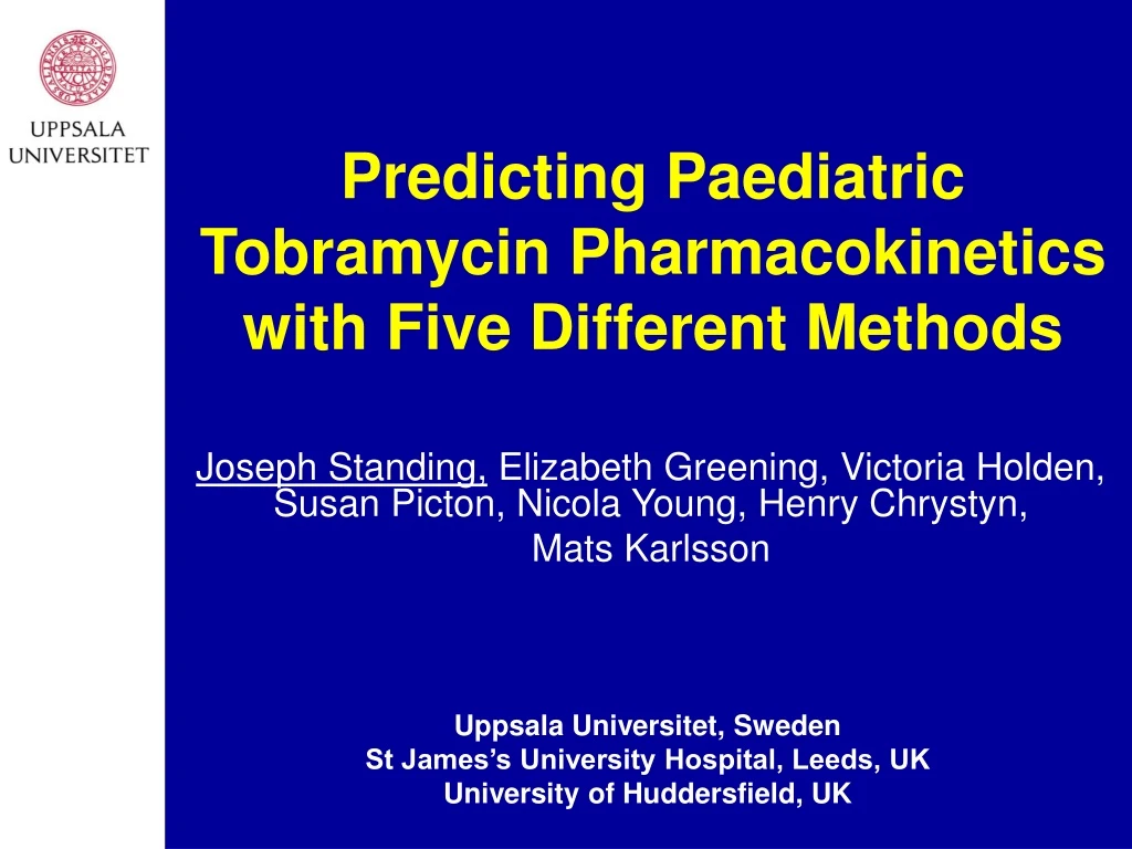 predicting paediatric tobramycin pharmacokinetics with five different methods