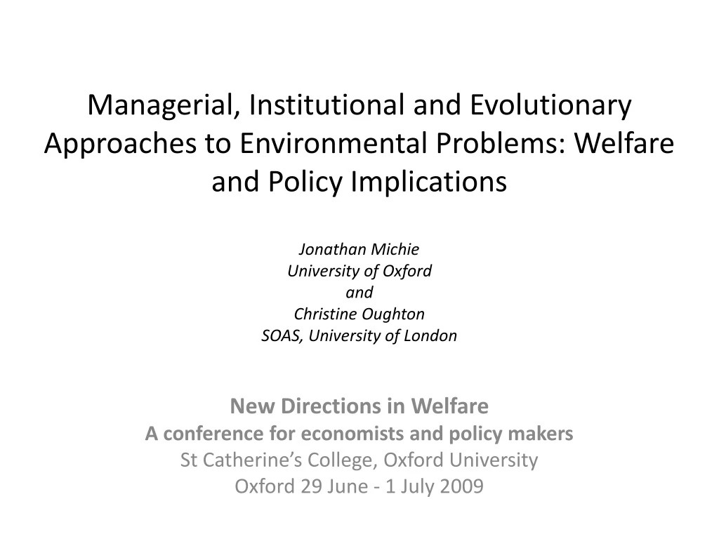 managerial institutional and evolutionary