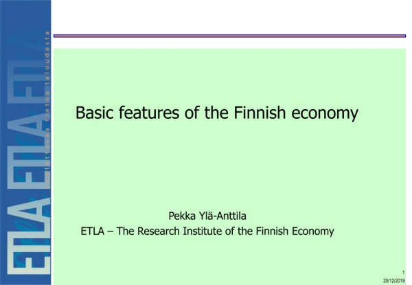 Basic features of the Finnish economy