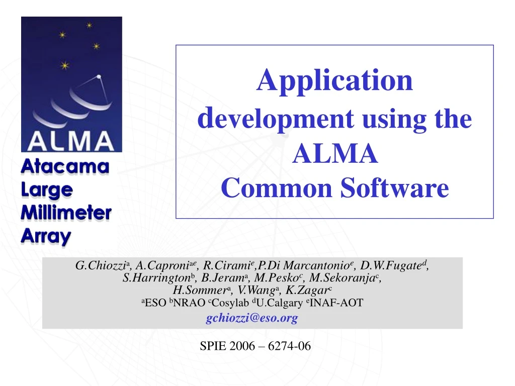 application d evelopment using the alma common software