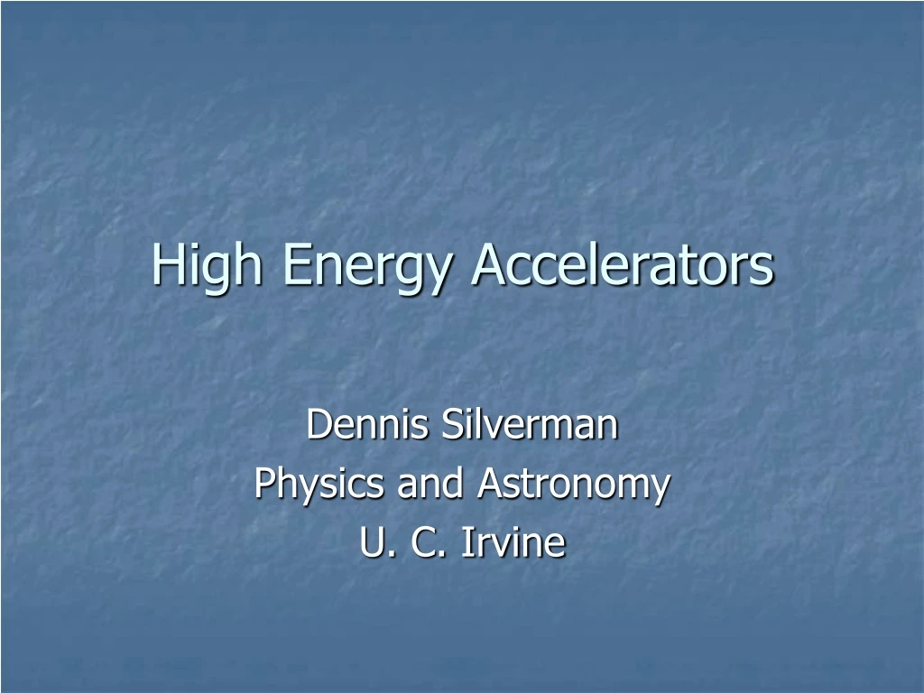 high energy accelerators