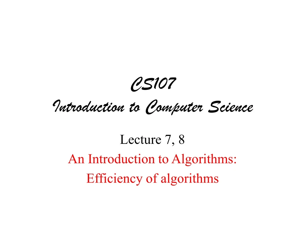 cs107 introduction to computer science