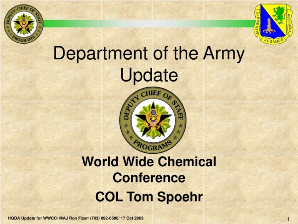 Department of the Army Update