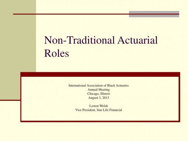 Non-Traditional Actuarial Roles