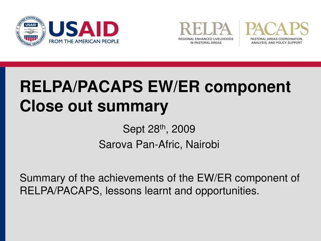 relpa pacaps ew er component close out summary