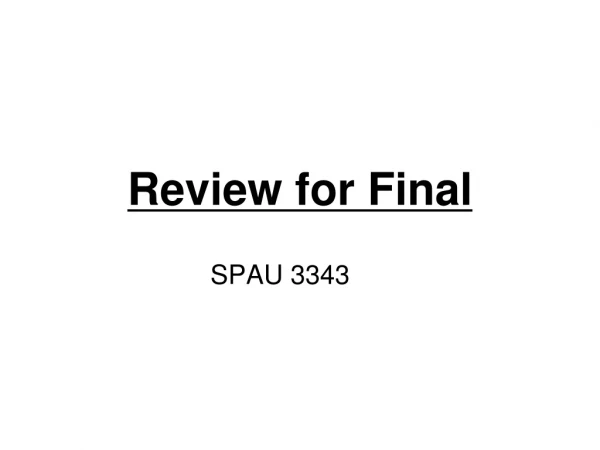 Review for Final