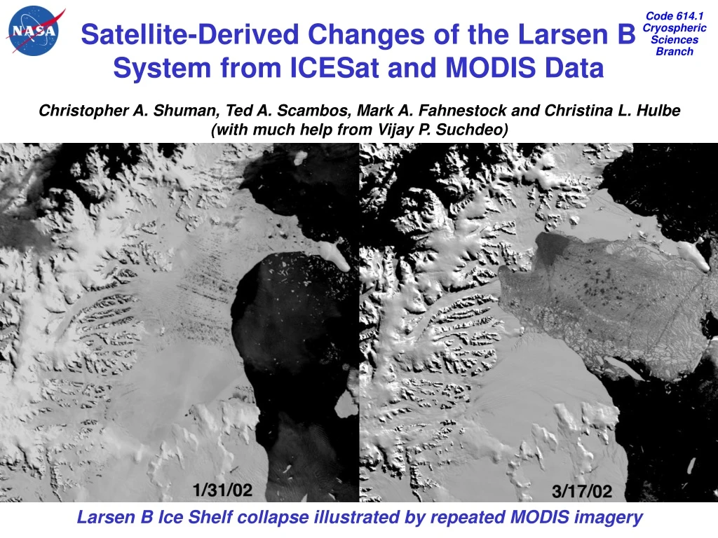 satellite derived changes of the larsen b system