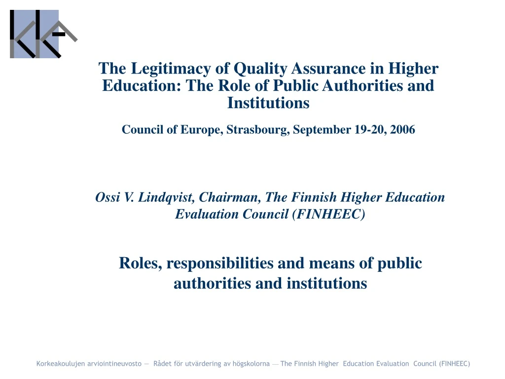 the legitimacy of quality assurance in higher