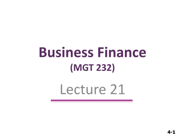 Business Finance (MGT 232)