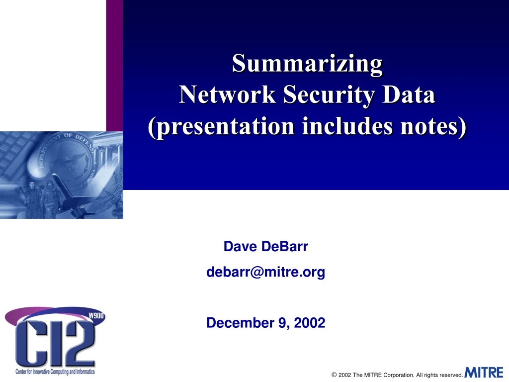 summarizing network security data presentation includes notes
