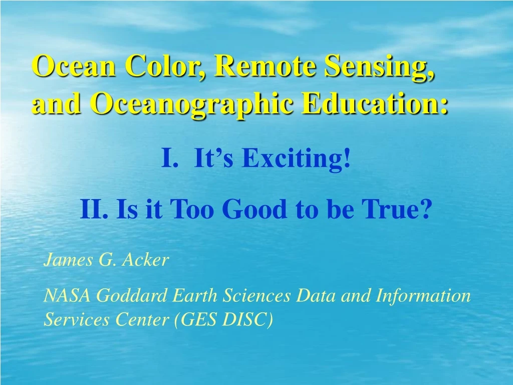 ocean color remote sensing and oceanographic education