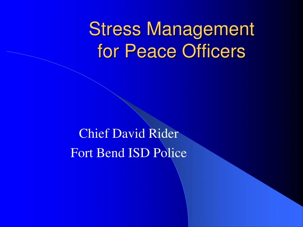 stress management for peace officers