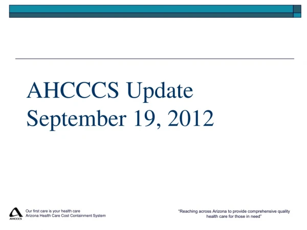 AHCCCS Update  September 19, 2012