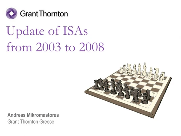 Update of ISAs  from 2003 to 2008