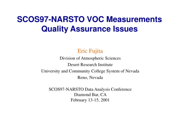 SCOS97-NARSTO VOC Measurements Quality Assurance Issues