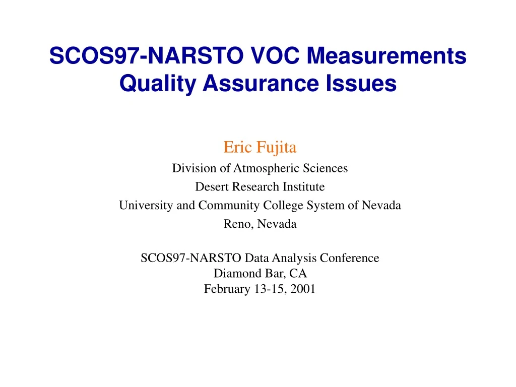 scos97 narsto voc measurements quality assurance issues