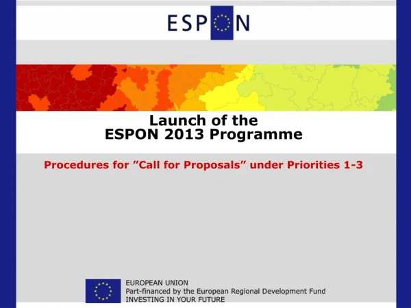 Launch of the  ESPON 2013 Programme