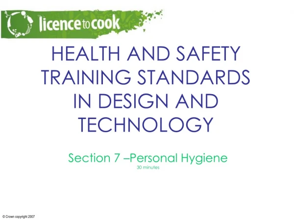 HEALTH AND SAFETY TRAINING STANDARDS  IN DESIGN AND TECHNOLOGY