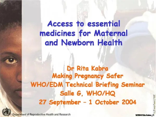 Access to essential medicines for Maternal and Newborn Health