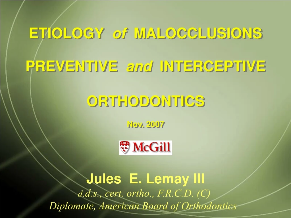 etiology of malocclusions preventive