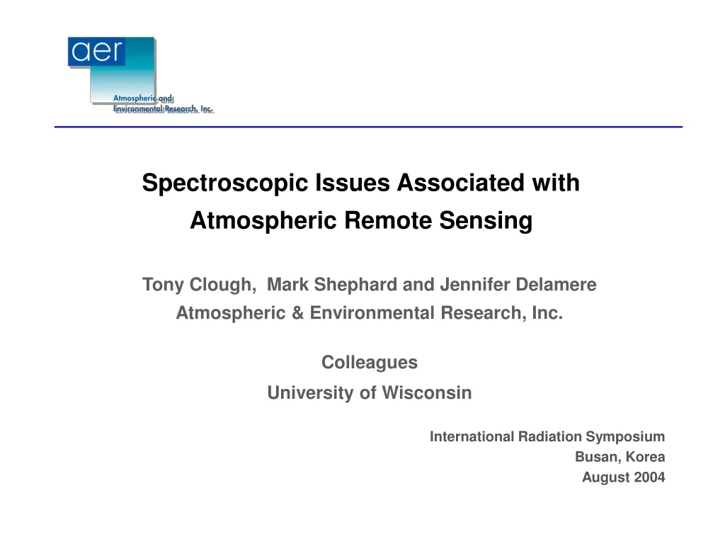 spectroscopic issues associated with atmospheric