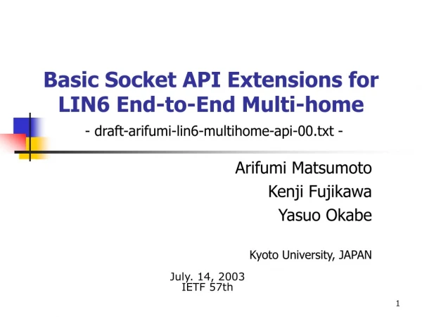 Basic Socket API Extensions for  LIN6 End-to-End Multi-home