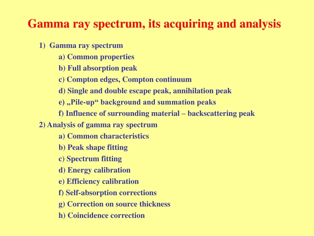 gamma ray spectrum its acquiring and analysis