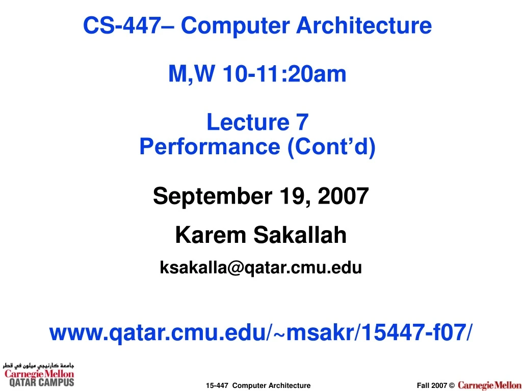 cs 447 computer architecture m w 10 11 20am