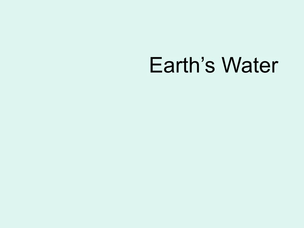 earth s water