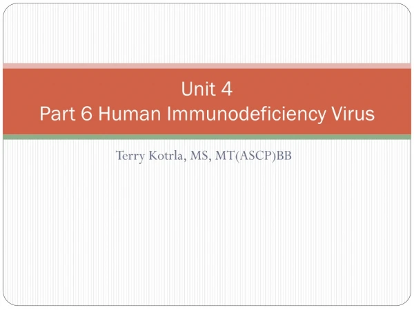 Unit 4 Part 6 Human  Immunodeficiency  Virus