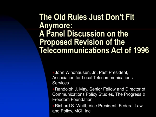 John Windhausen, Jr., Past President, Association for Local Telecommunications Services