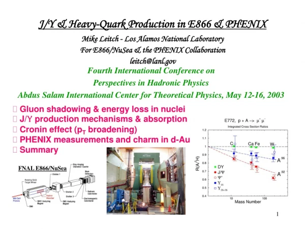 J/Y &amp; Heavy-Quark Production in E866 &amp; PHENIX