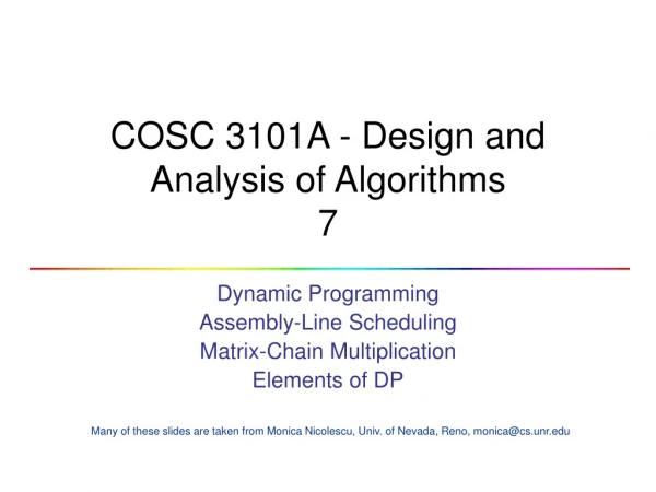 COSC 3101A - Design and Analysis of Algorithms 7