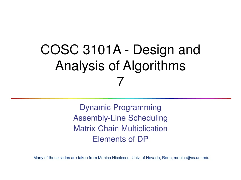 cosc 3101a design and analysis of algorithms 7