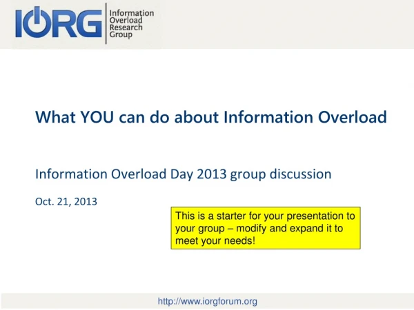 What YOU can do about Information Overload