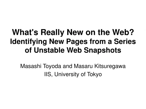 What's Really New on the Web?  Identifying New Pages from a Series of Unstable Web Snapshots