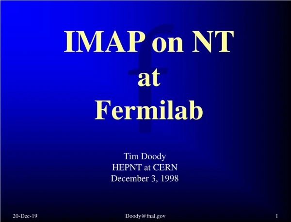 IMAP on NT at Fermilab